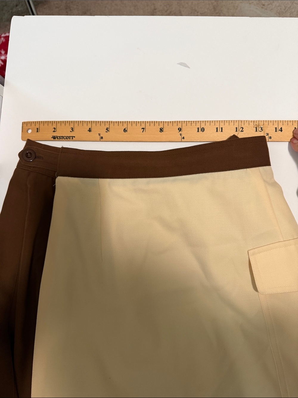 Vintage Escada color block Brown and Cream Wrap-Style Women's Skirt - Picture 5 of 6